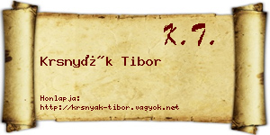 Krsnyák Tibor névjegykártya